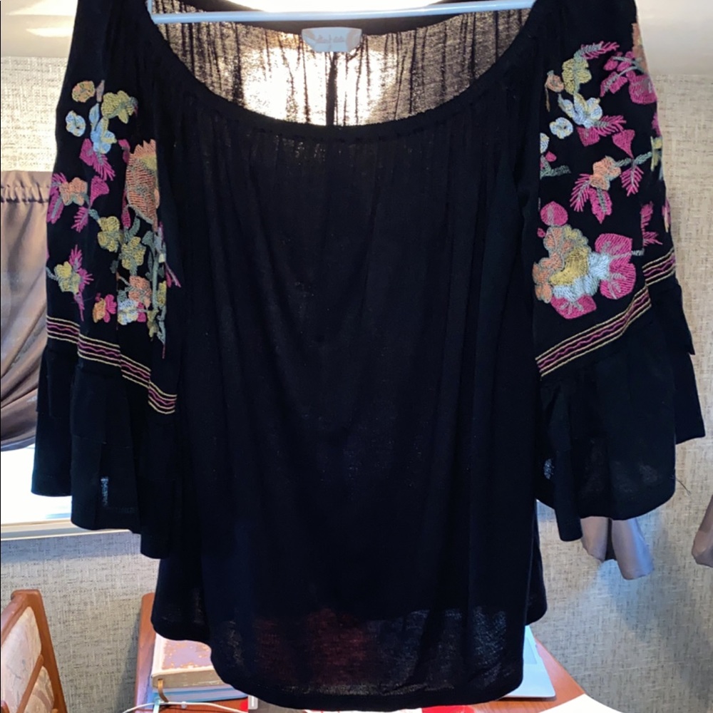Altard State black blouse with embroidery.